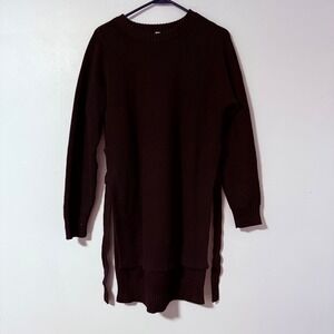 Athleta Black‎ Ribbed Knit Side Tie Long Sleeve Tunic Sweater XS
